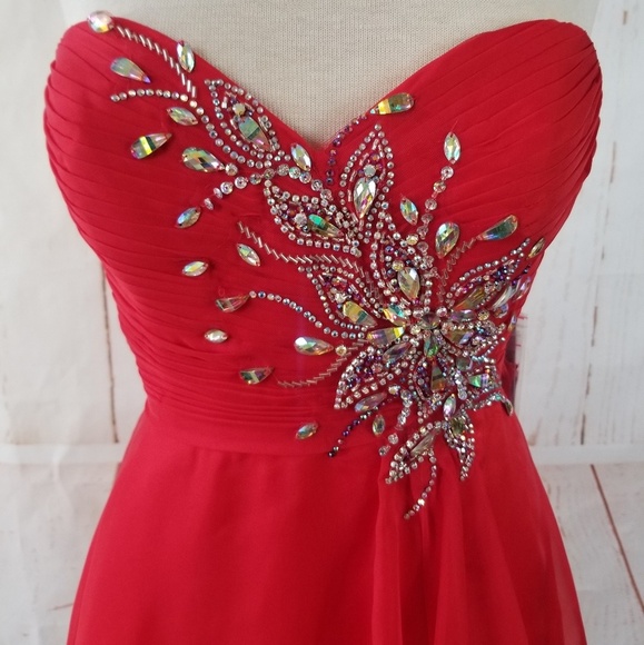 Alyce Paris Short Silky Strapless Chiffon Dress - Picture 2 of 8